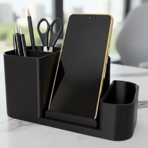 Office Desk Organizer with Integrated Phone Holder