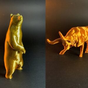 Low Poly Bull Market Bear Run Stock Sculptures