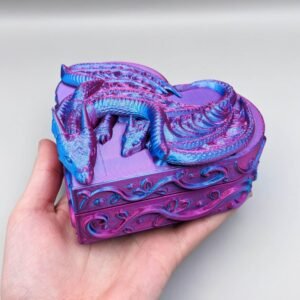Twin Dragon Heart Jewelry Box, Jewelry Organizer, Gift for Her, Engagement Ring Storage, Dragon Decor