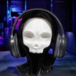 Grim Reaper Headphone Stand - Gothic Headset Holder - Desk Accessories - PC Gaming - Halloween Decor