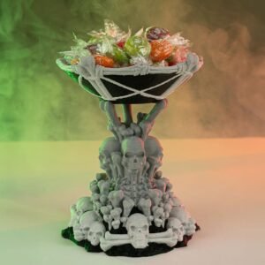 Skull Bone Tower Candy Bowl - Halloween Candy Dish - Gothic Home Decor - Spooky Party Decorations