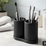 Ribbed Double Toothbrush Holder Set - Organizer (de-attachable cups)