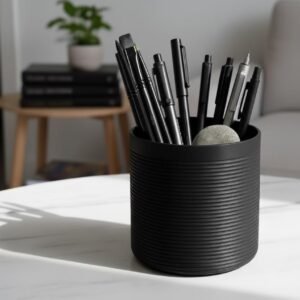 Ribbed Designed Office Utensil Holder & Pot