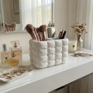 Coquette Bow Makeup Organizer - Vanity Storage & Skincare Holder - Kawaii Desk Decor