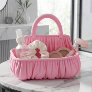 Purse Shaped Makeup Organizer for Vanity - Handbag Cosmetic Storage Box - Beauty Station Display