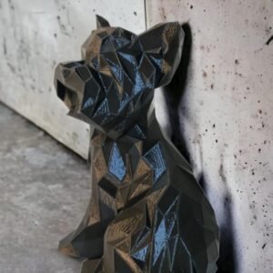 Low Poly Yorkie Dog Sculpture 10" Long - Contemporary Statue - Unique Home Decor - House Warming Gift - Dog Mom Gift